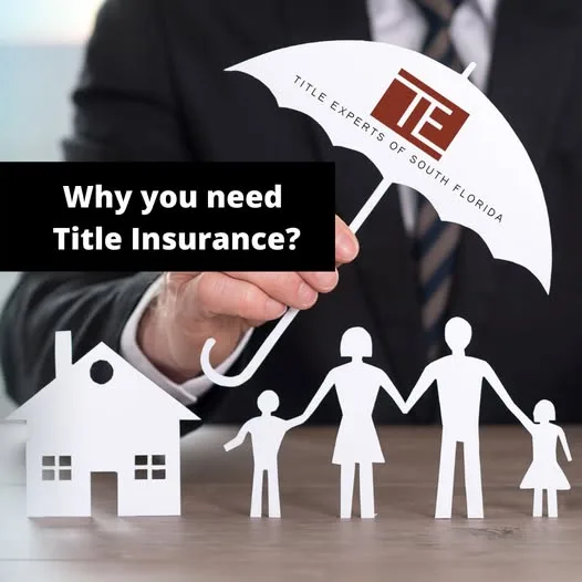 Umbrella sheltering a paper family and home, symbolizing title insurance