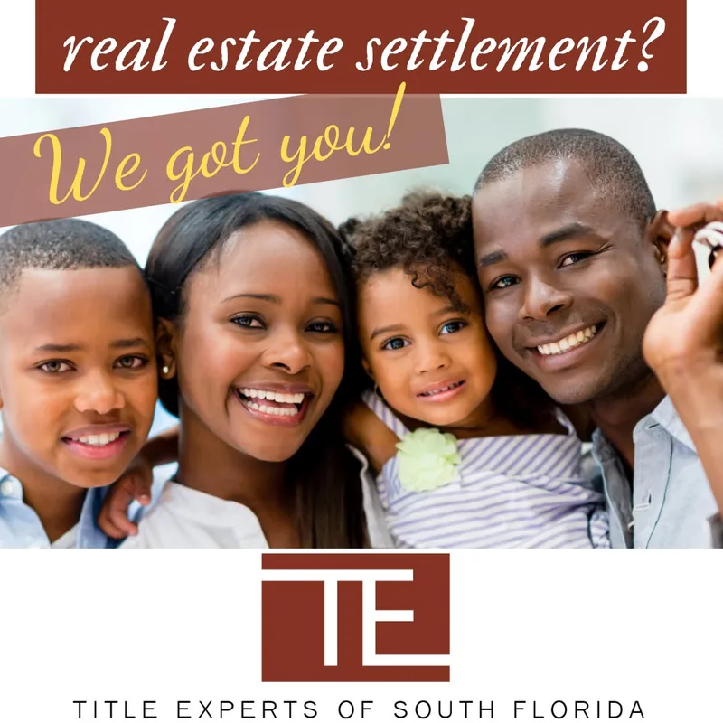 Smiling family celebrating their real estate settlement with Title Experts of South Florida